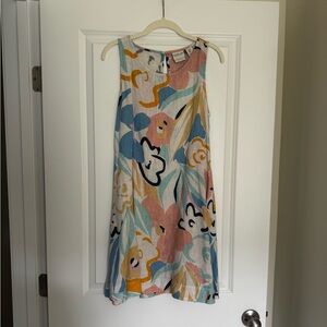 Abstract floral pastel linen dress